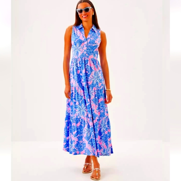 Lilly Pulitzer Dresses & Skirts - NWT Lilly Pulitzer Riegan Maxi Dress Conch Shell Pink Up Scale SIZE MEDIUM